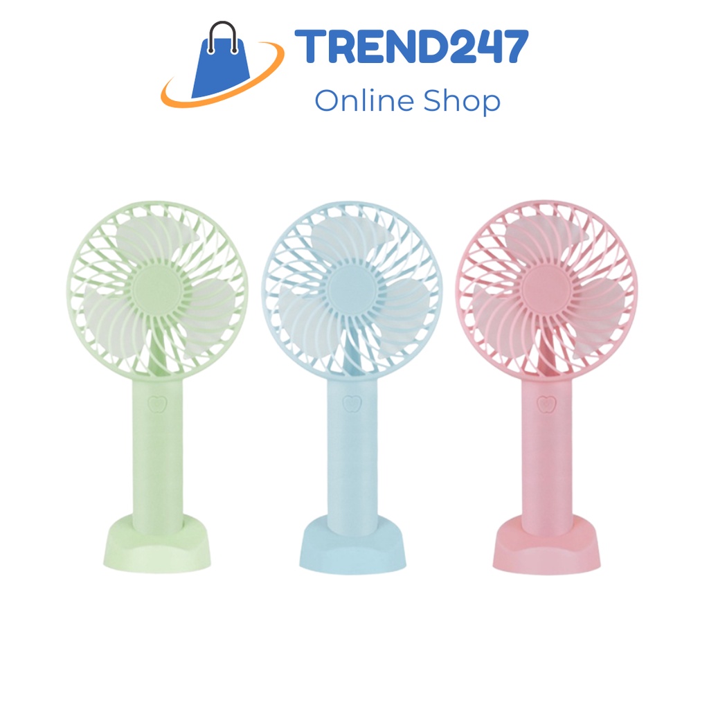 Quạt Mini Cầm Tay Tích Điện 3 Chế Độ Gió Có Đế Để Bàn Tiện Lợi Sạc USB Nhanh Chóng