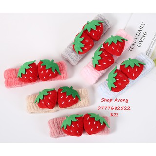 🍓Băng đô rửa mặt - make up 2 trái dâu to