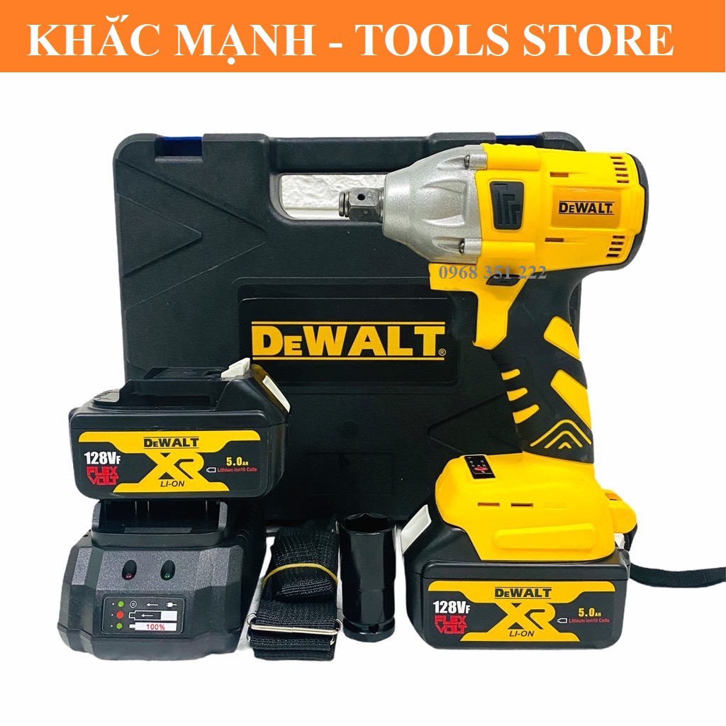 Máy Siết Bulong Dewalt 128V Không Chổi Than 2 pin 10 cell, Tặng Mũi Bắn Vít Dewalt