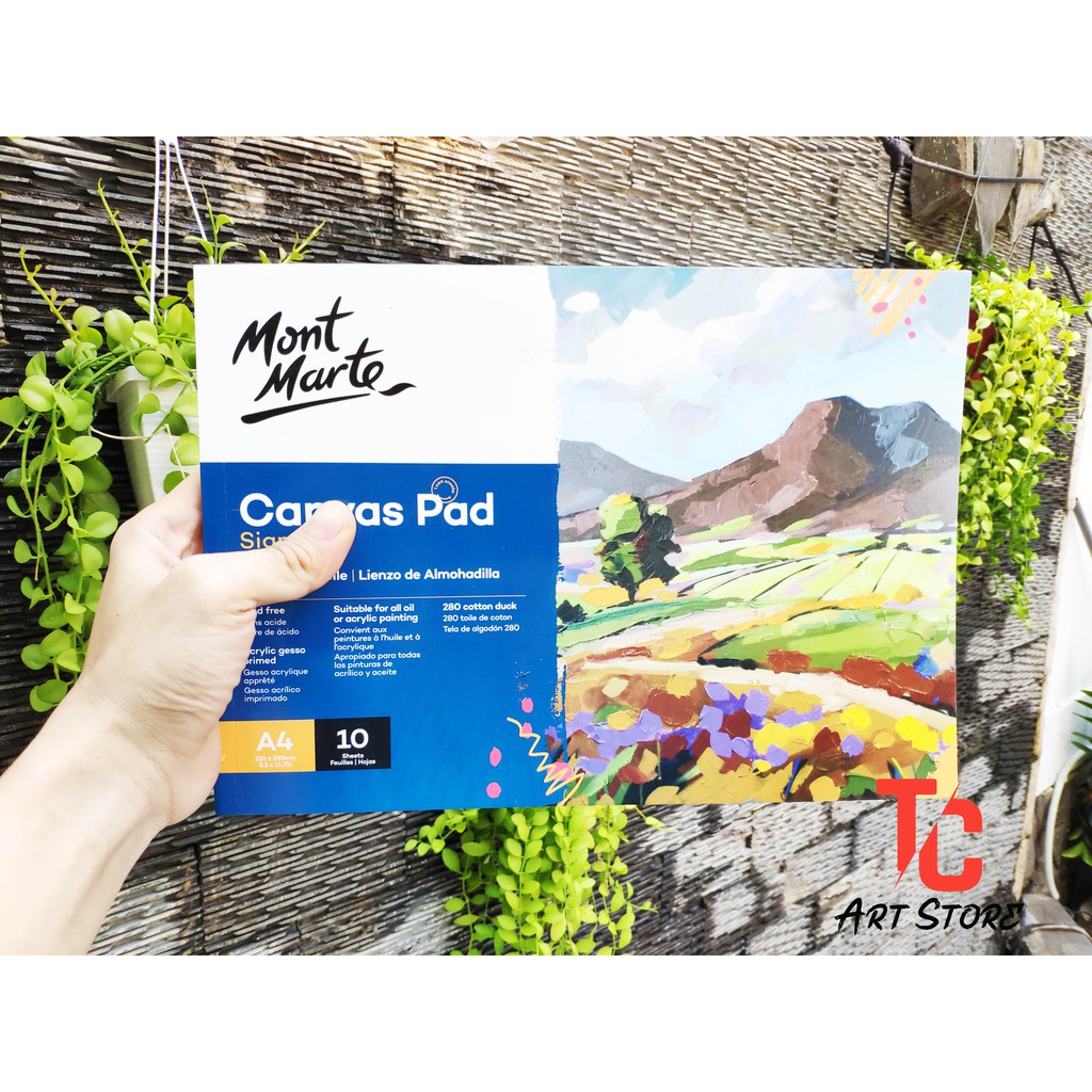 Tập sổ Canvas Vẽ Màu Acrylic, Sơn Dầu, Canvas Pad Mont Marte A3/ A4/ A5 - 10 Tờ Toan, 280Gsm