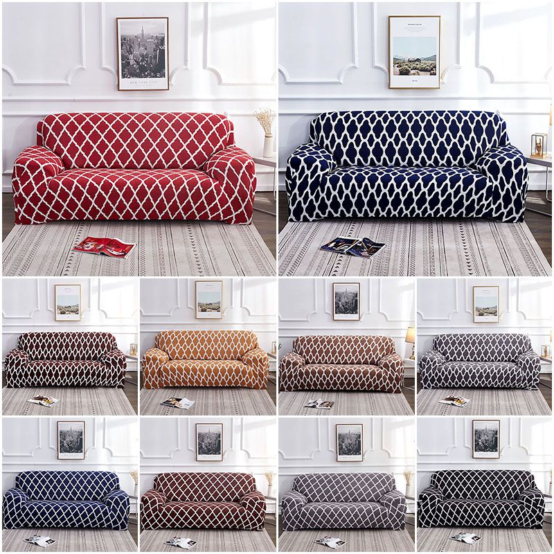 Vỏ Bọc Ghế Sô Pha 1 / 2 / 3 / 4 Chỗ Ngồi Họa Tiết Kẻ Sọc Màu Trơn Dễ Thương