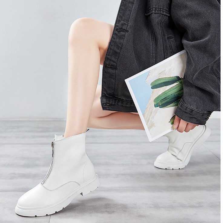 Giày baby nữ SS21  Cổ cao đế tăng chiều cao 4cm bằng da - trắng và đen | BigBuy360 - bigbuy360.vn
