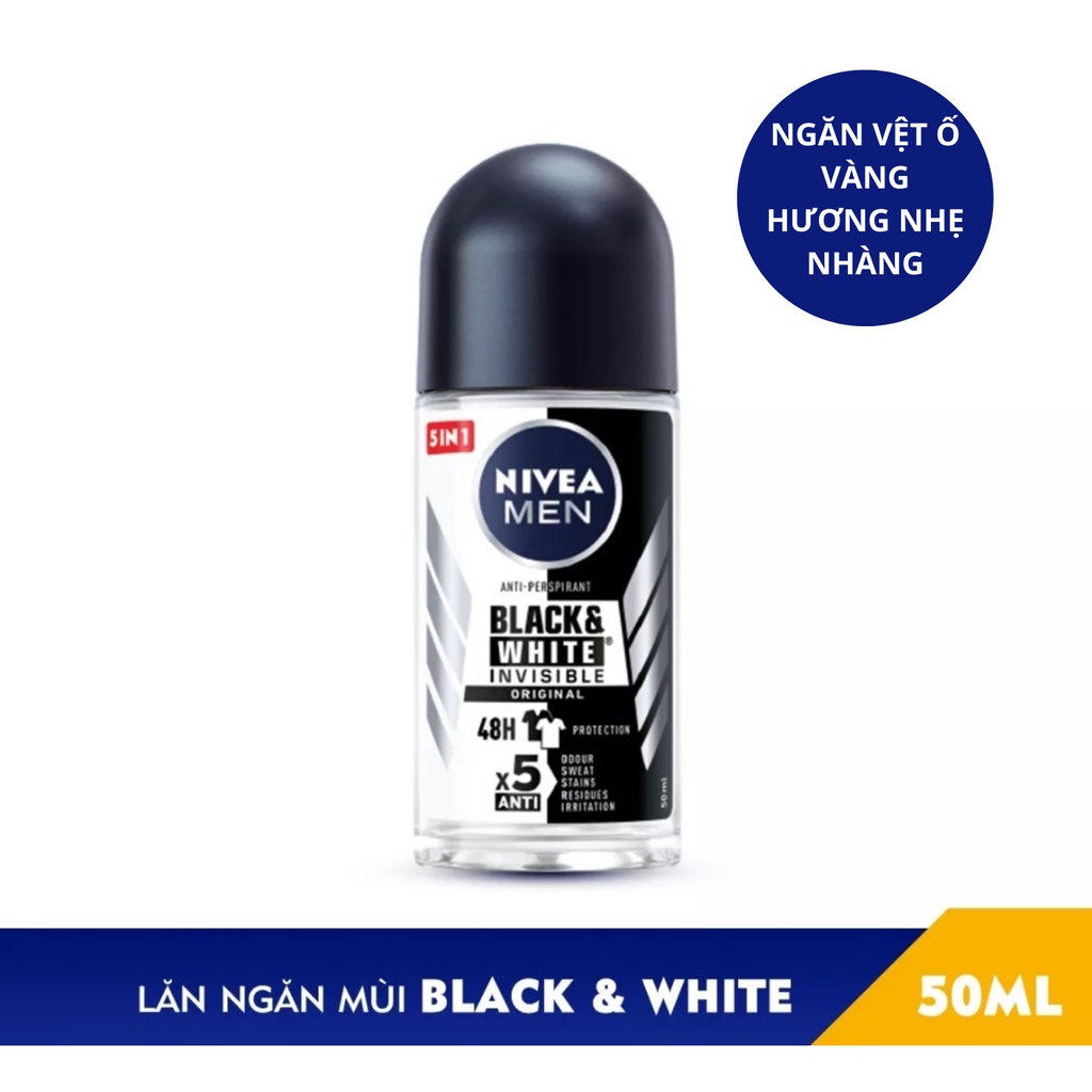 Lăn ngăn mùi NIVEA Men 50ml ngăn mùi cơ thể, ngăn vệt ố vàng- chuẩn hàng công ty