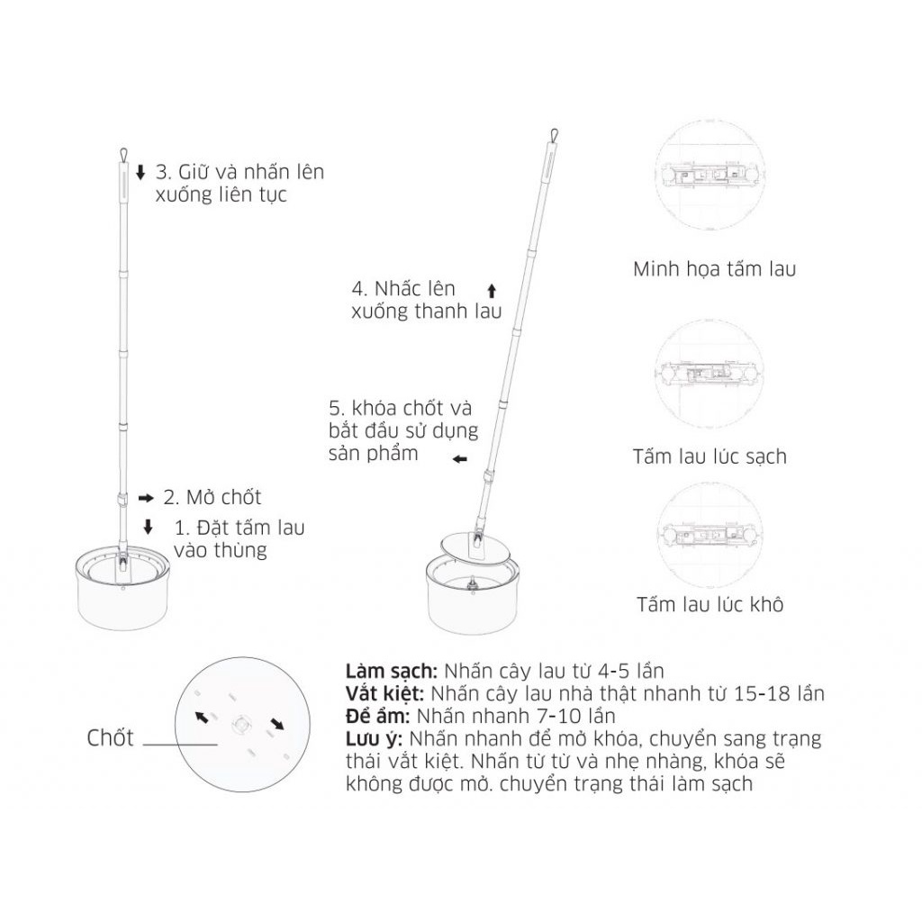 Cây Lau Nhà Thông Minh Kangaro, Cây Lau Nhà 360 Độ KG26M Và KG9SM, Tách Nước Bẩn Với Hệ Thống Tự Giặt Thảnh Thơi
