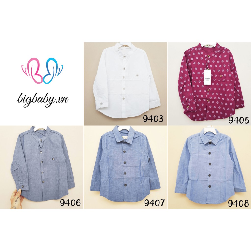 ÁO SƠ MI BÉ TRAI TAY DÀI NHIỀU MÀU CHO BÉ TỪ 11-28KG