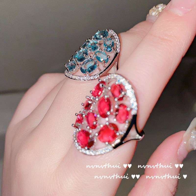 Nhẫn Mạ Vàng 18k Đính Đá Zircon Hình Chim Công Phong Cách Vintage