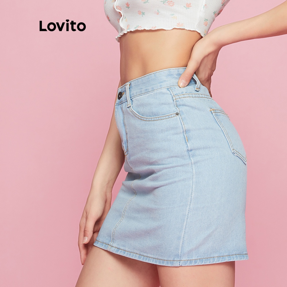 Váy Lovito lưng cao có túi màu trơn đơn giản L090
 | BigBuy360 - bigbuy360.vn