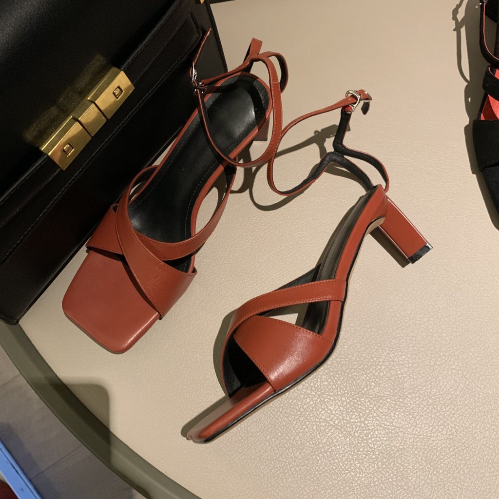 Sandal quai cài khóa mũi vuông cao gót sang chảnh phong cách châu âu trẻ trung. hàng quảng châu GCC812