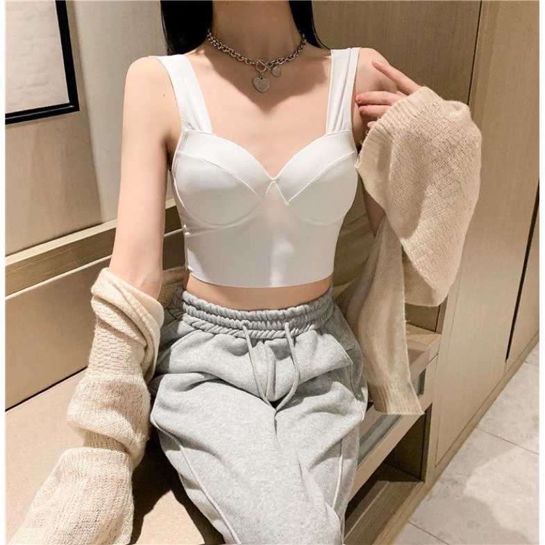 Áo Bra Đúc Su 2 Dây Bản To Dáng Croptop Cúp Tròn Nâng Ngực Sexy 582