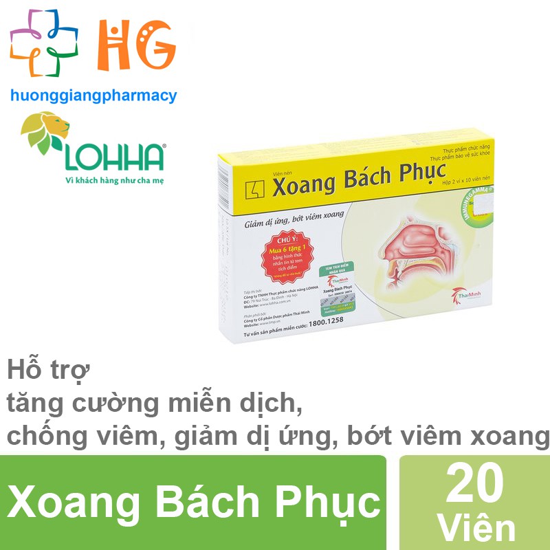 Xoang Bách Phục - Hỗ trợ tăng cường miễn dịch, chống viêm, giảm dị ứng, bớt viêm xoang (Hộp 30 Viên)