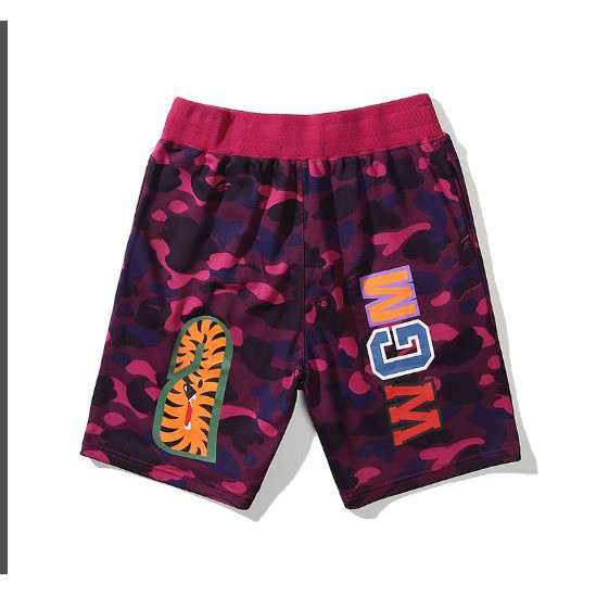 Quần short BAPE vải cotton in họa tiết trang trí thời trang cho nam nữ