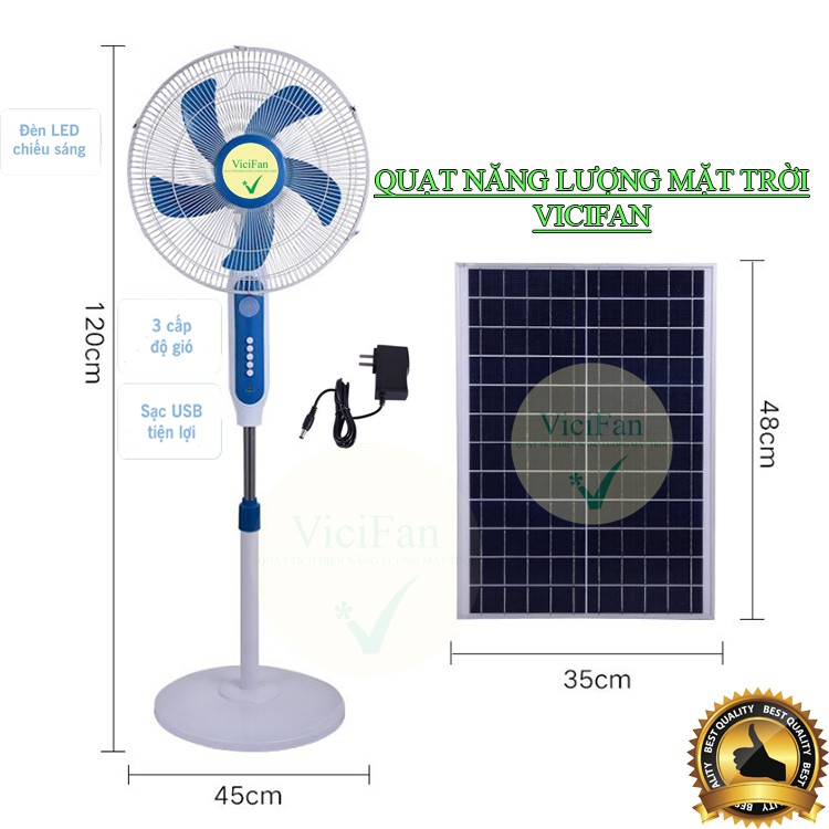 QUẠT TÍCH ĐIỆN NĂNG LƯỢNG MẶT TRỜI, Có Cổng Sạc Điện Thoại, Đèn Pin, Tích Điện Lên Đến 10 Tiếng Sử Dụng,Bảo Hành 6 Tháng