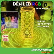 Đèn ngủ led hiệu ứng hoa hồng pha lê Tây Ban Nha, hình trụ cảm biến 16 màu, có điều khiển từ xa điều chỉnh được độ sáng