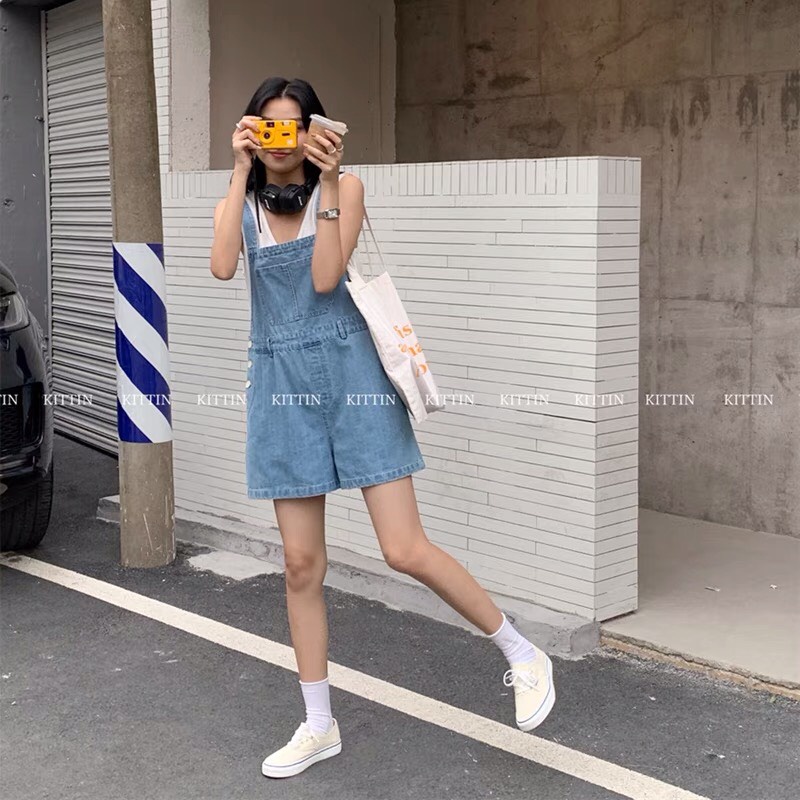 Quần Yếm Jeans Nữ Dáng Rộng Cá Tính Sogeum, Yếm Quần Bò Phong Cách Ulzzang Hàn Quốc Năng Động