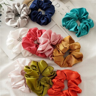 Buộc tóc vải scrunchies voan trơn bóng siêu bự loại đẹp