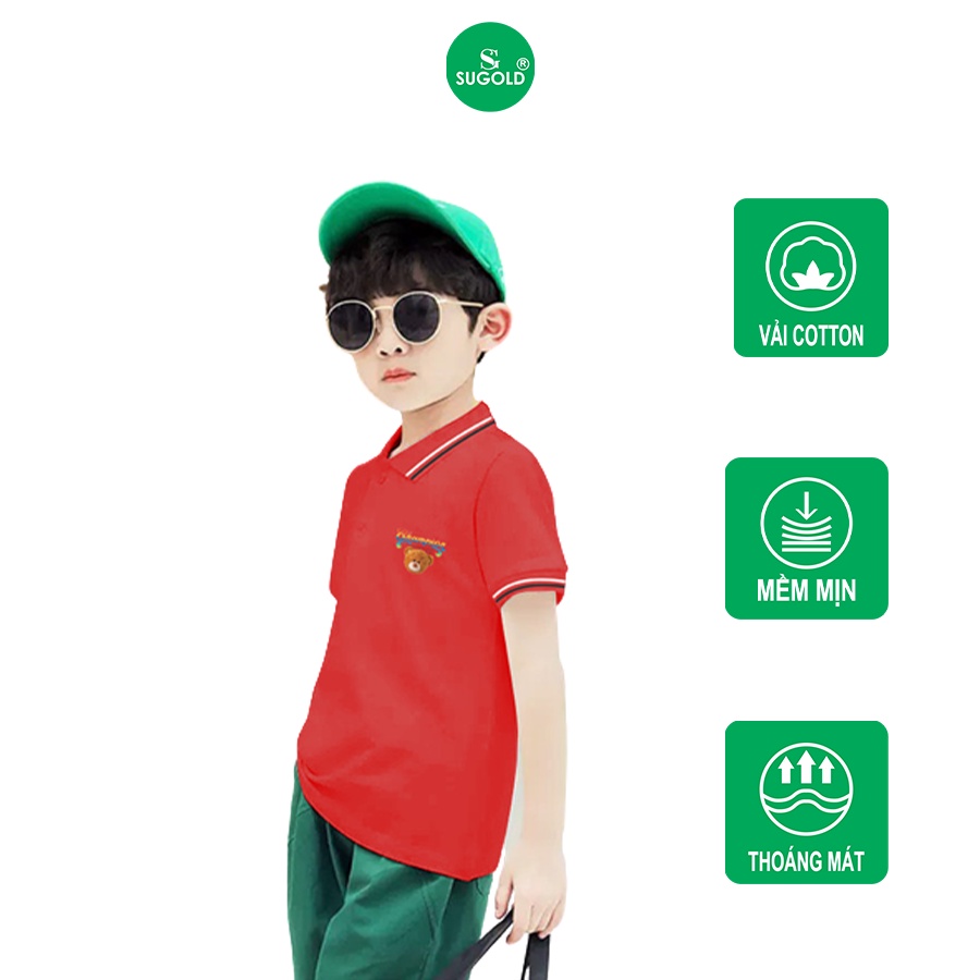 Áo polo bé trai,áo polo cổ bẻ SUGOLD chất liệu cotton cao cấp sợi thoáng mát cho bé từ 18kg đến 40kg RZM13