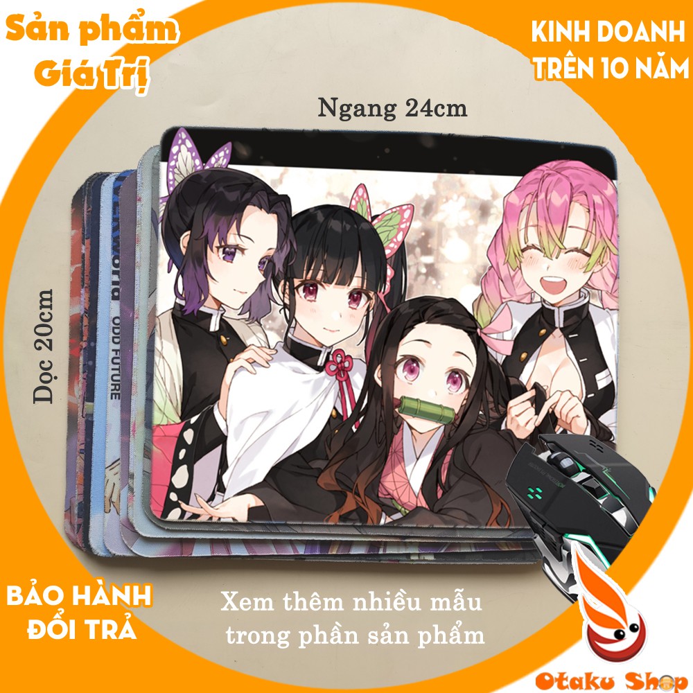 <27 mẫu>Lót chuột máy tính Anime Kimetsu no Yaiba, Demon Slayer cỡ bàn di chuột lớn 20x24cm chất liệu mouse pad cao su