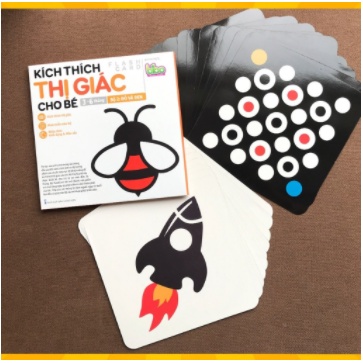 [Ko thấm nước] Bộ 20 Thẻ Kích thích Thị giác và Não phải cho bé từ 0-36 tháng, Khổ 21x21cm, In 2 mặt