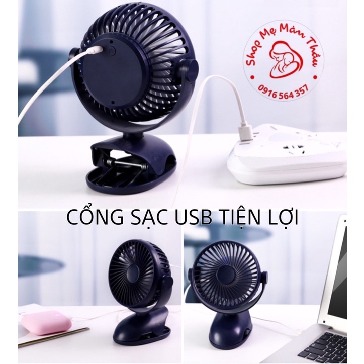 [Dung lượng lớn]Quạt mini quạt kẹp bàn tích điện pin 10000 mAh siêu mát