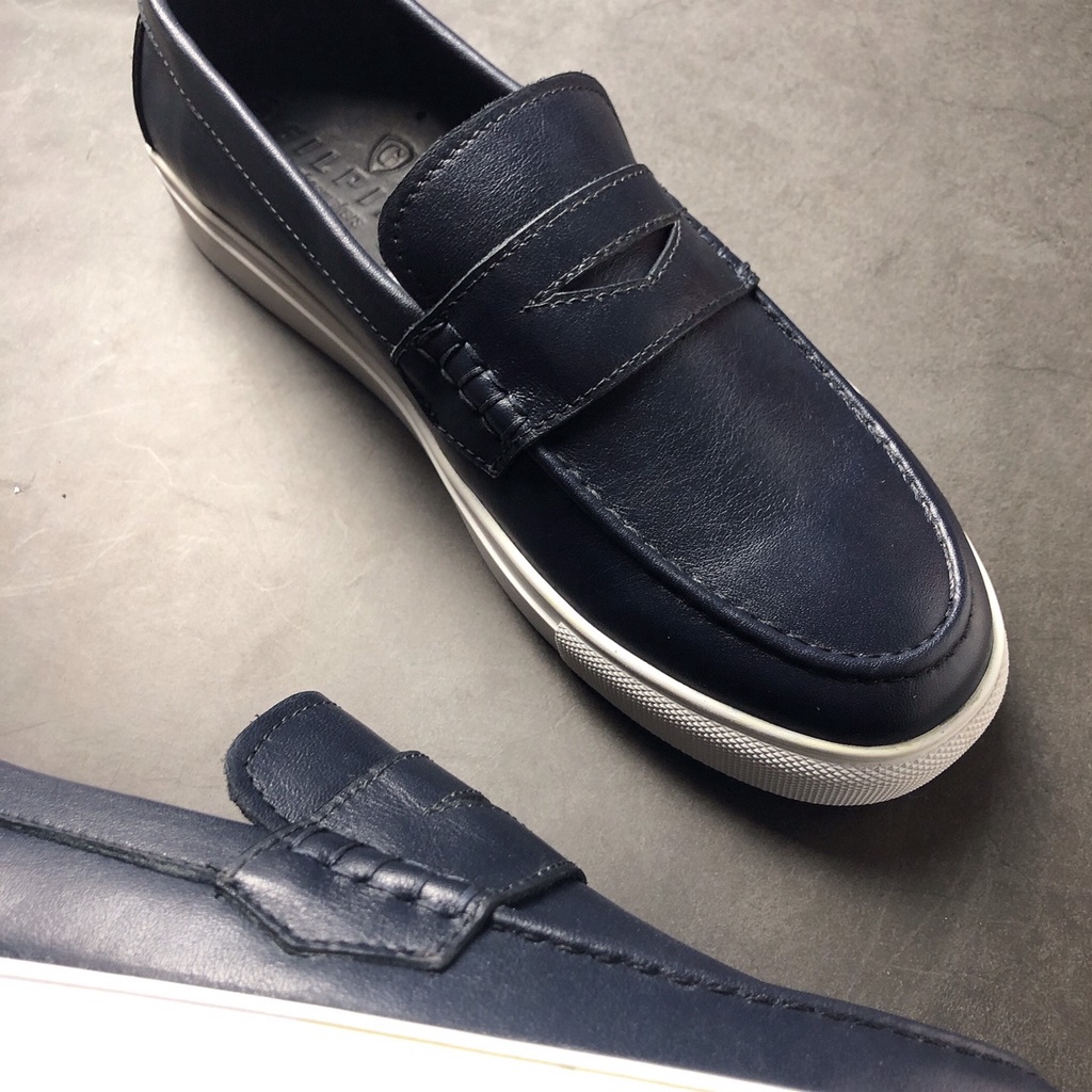 Giầy Lười nam  Air 01 Sneaker Leather - Màu Navy - giày da nam được bảo hành Da 1 năm, hỗ trợ đổi size
