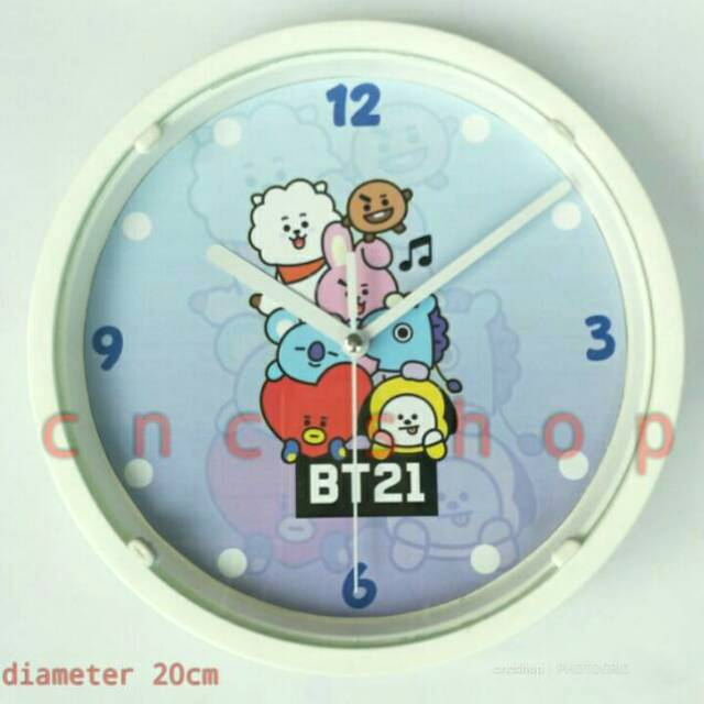 Đồng Hồ Treo Tường 20cm Họa Tiết Bts Bt21 Dễ Thương