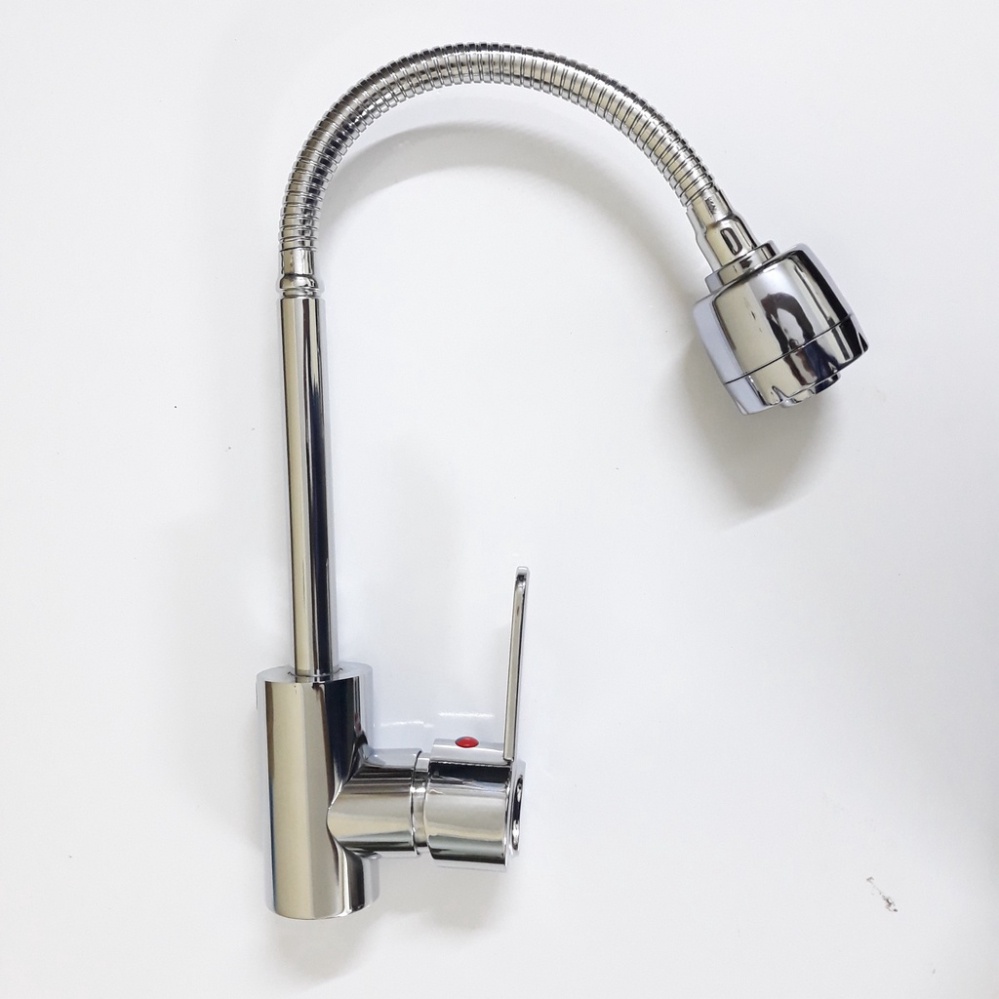 [ Hàng Mới Về ] Vòi rửa bát nóng lạnh inox màu bạc cao cấp loại cần mềm xoay 360 độ, 2 chế độ xả nước siêu bền chống