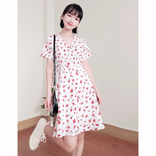 Đầm váy nữ hoa nhí, dáng xoè cổ chữ V xinh xắn, dễ thương RD045