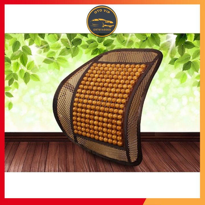 Tựa lưng hạt gỗ dáng cong cài ghế xe ô tô, ghế làm việc  giúp massage chống mỏi, giảm đau lưng OTO VIP