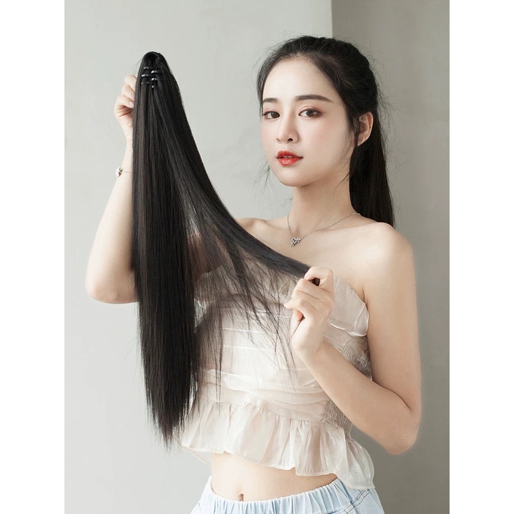 Tóc giả ngoạm thẳng 50cm chất liệu sợi tơ Hàn Quốc