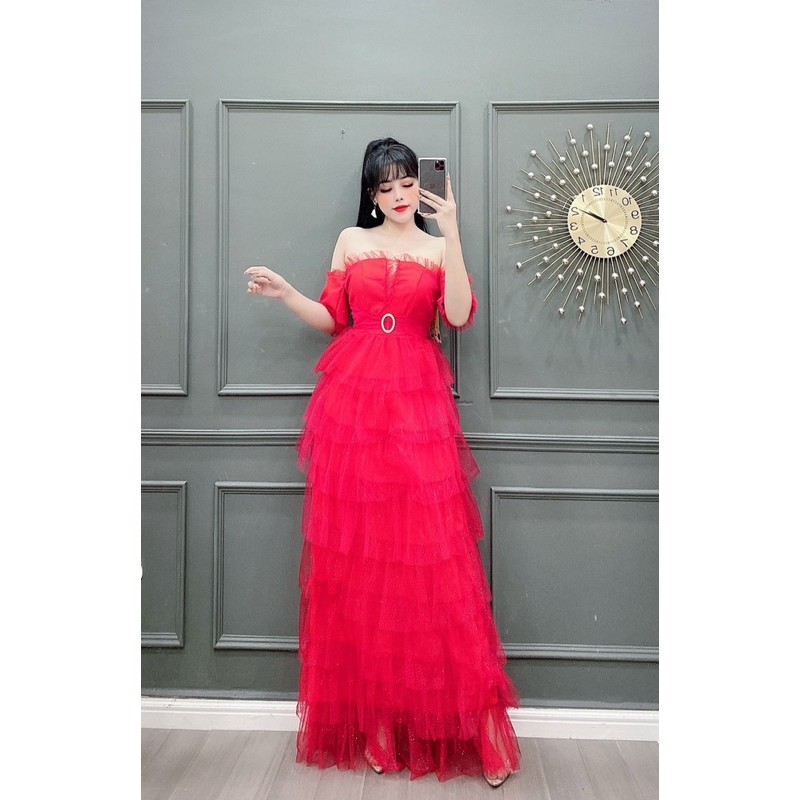 Đầm dự tiệc trễ vai lưới nhũ TRIPBLE T DRESS - size M/L( ảnh chụp thật) MS129Y