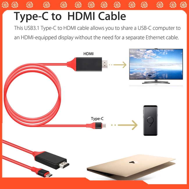 Cáp Hdmi Chuyển Đổi Từ Cổng Type-c Sang Hdtv Cho Samsung Galaxy S8 S9 S9+ Note 9