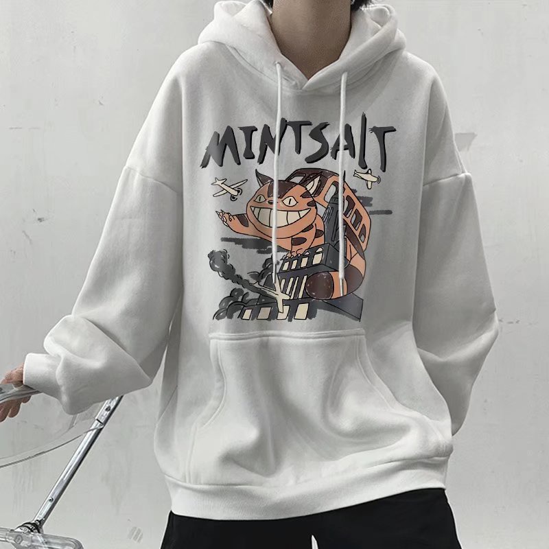 Áo hoodie tay dài dáng rộng in họa tiết hoạt hình phong cách Nhật Bản thời trang cho nam size M-8XL