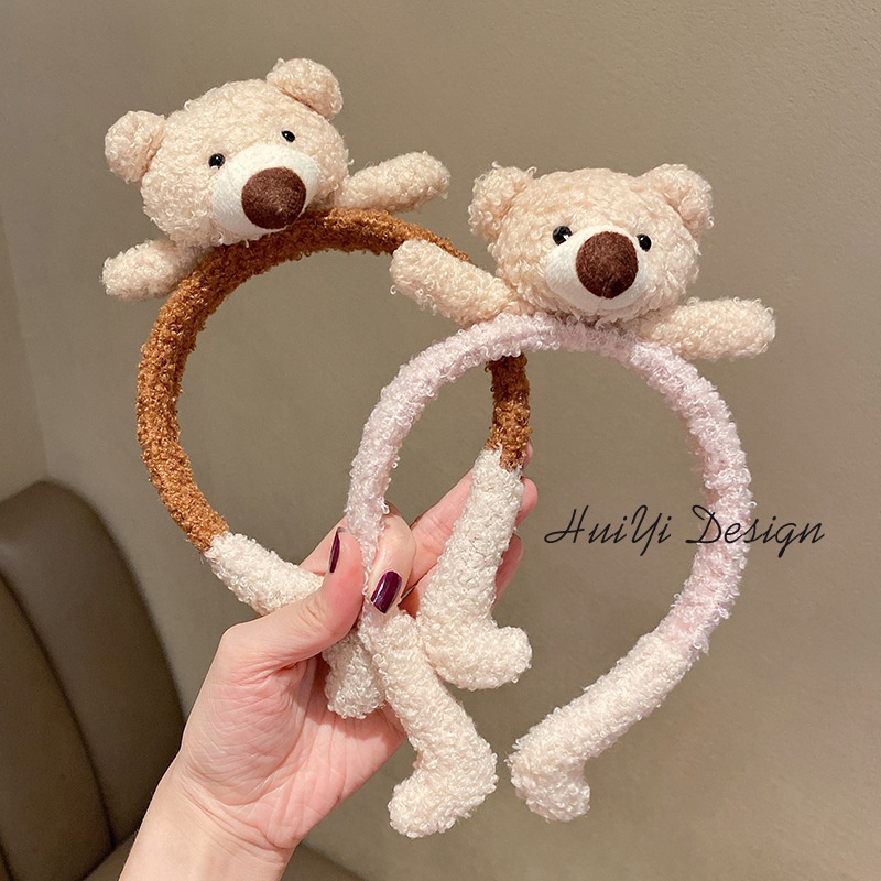 Băng đô cài tóc gấu tim phủ bông xinh xắn đáng yêu nữ tính CA51