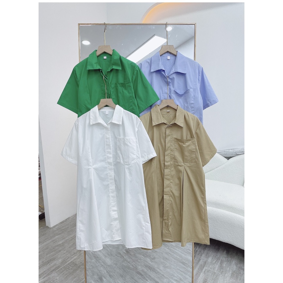 Ảnh thật - Váy sơ mi cổ đức dáng babydoll
