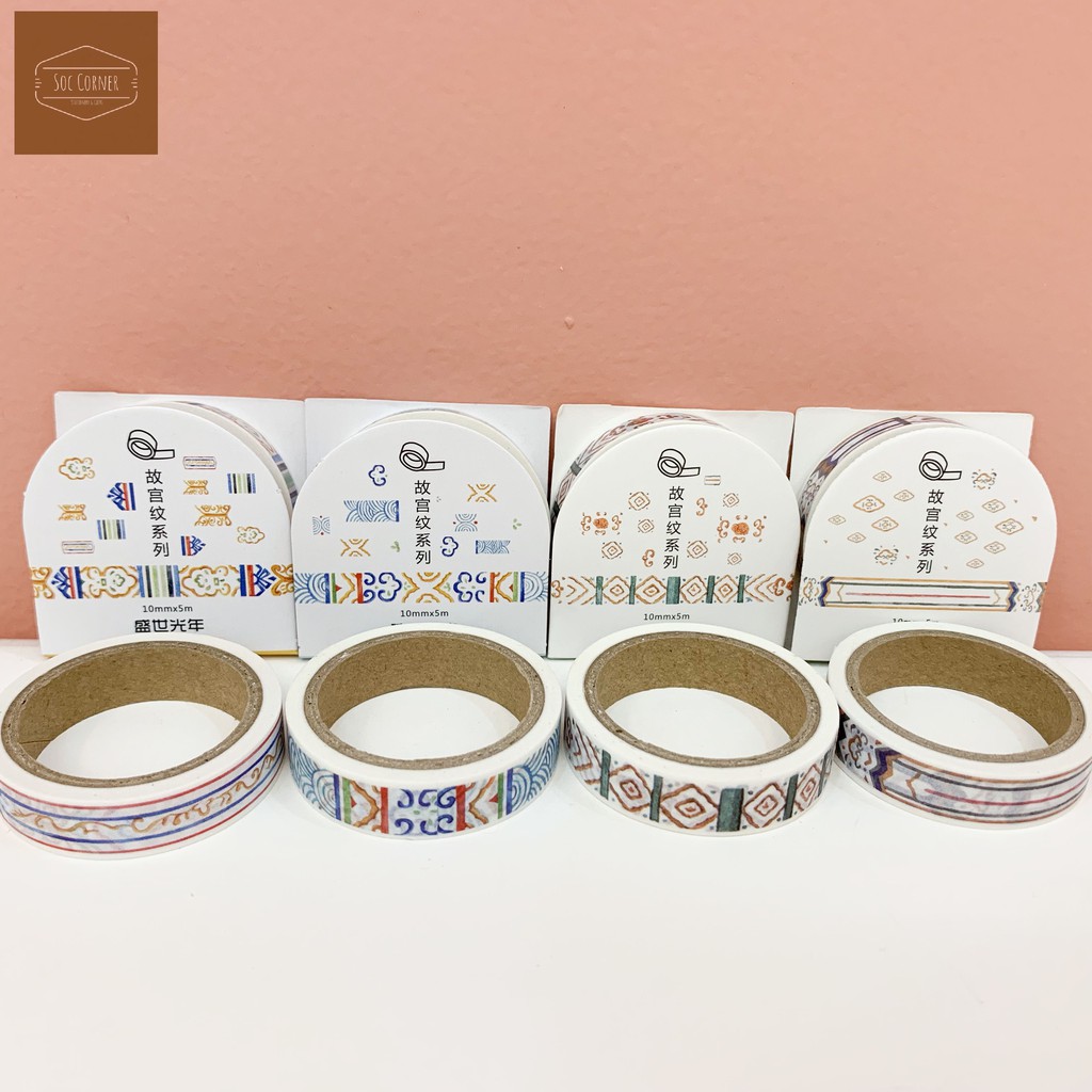 (Video) Cuộn Washi Tape Hoa văn 10mm x 5m