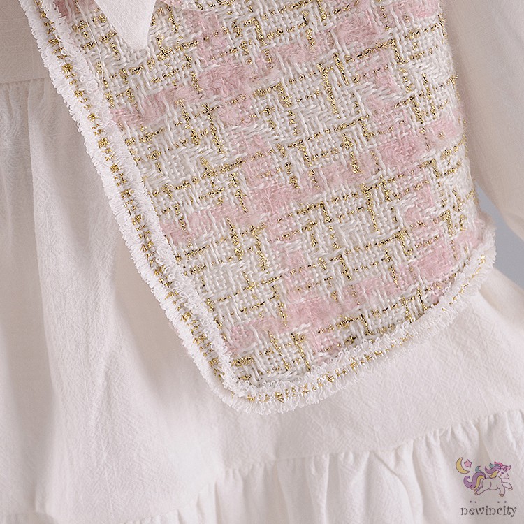 Bộ Đầm Dài Tay + Áo Khoác Vest Phong Cách Hàn Quốc Siêu Đáng Yêu Dành Cho Bé Gái