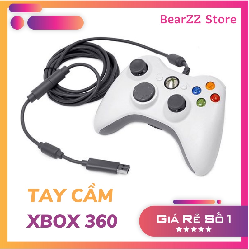 (Tay cầm Chơi Game Microsoft Xbox 360 Full box Có Rung - Tay Cầm Có Dây Dùng Cho PC, Laptop chơi full skill FO4, FO3