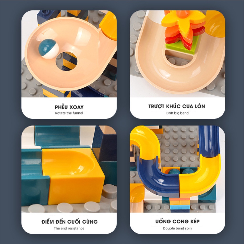 Cầu Tuột Thả Bi Đồ Chơi Lắp Ghép Lego Thông Minh Cho Bé 100 Chi Tiết Làm Từ Nhựa ABS An Toàn