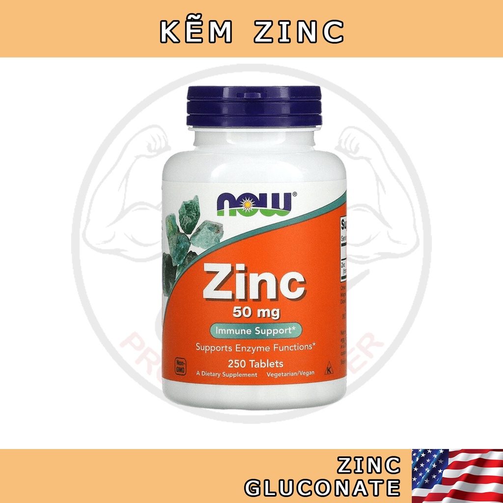 Viên Kẽm Zinc Tăng Đề Kháng, Điều Hòa Hormone, Hỗ Trợ Xương Chắc Khỏe NOW Zinc (100-250 viên) - Protein Center