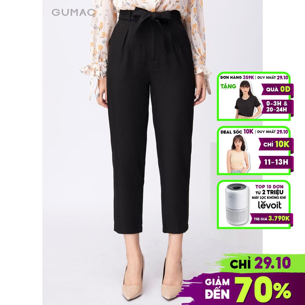 [Mã MABR1111SHOCK giảm 12% tối đa 50k đơn 99k] Quần baggy nữ đai nơ QA10254 GUMAC