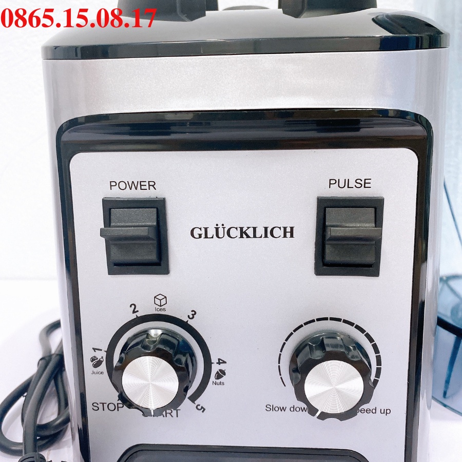 Máy sinh tố công nghiệp GLUCKLICH 5L GL-403D - 2200W - Bậc thầy xay cháo dinh dưỡng, sốt hải sản, đồ detox..