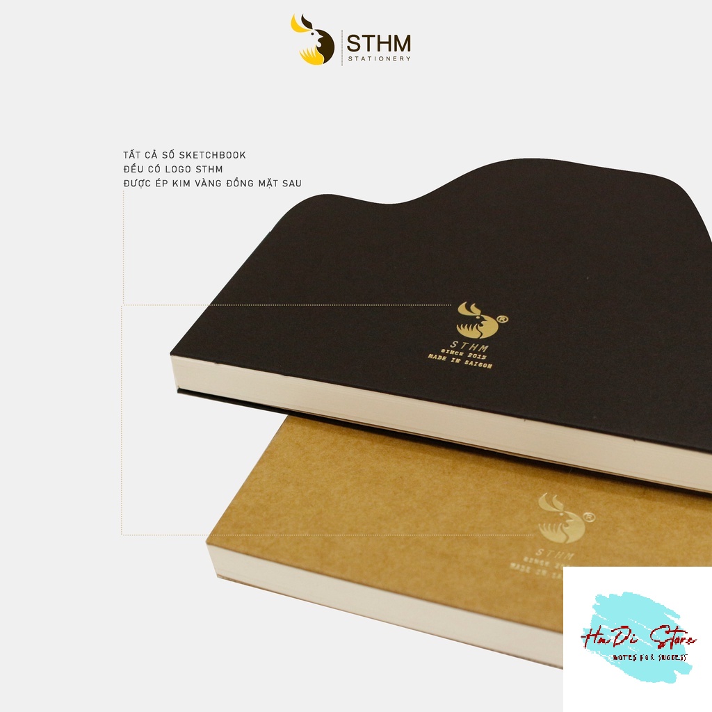 Sổ tay vẽ chì Sketchbook STHM giấy kem trơn 130GSM 100 trang các khổ A4/5/6