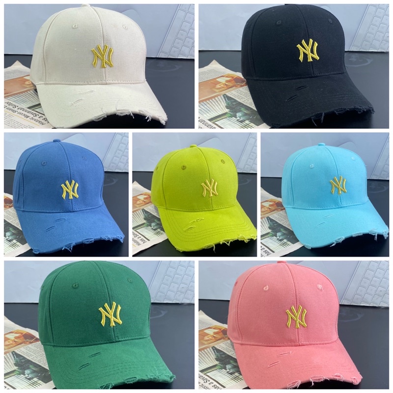 Mũ kết lưỡi trai (rách )màu kaki mịm tua thêu naikii thể thao thời trang bụi bặm