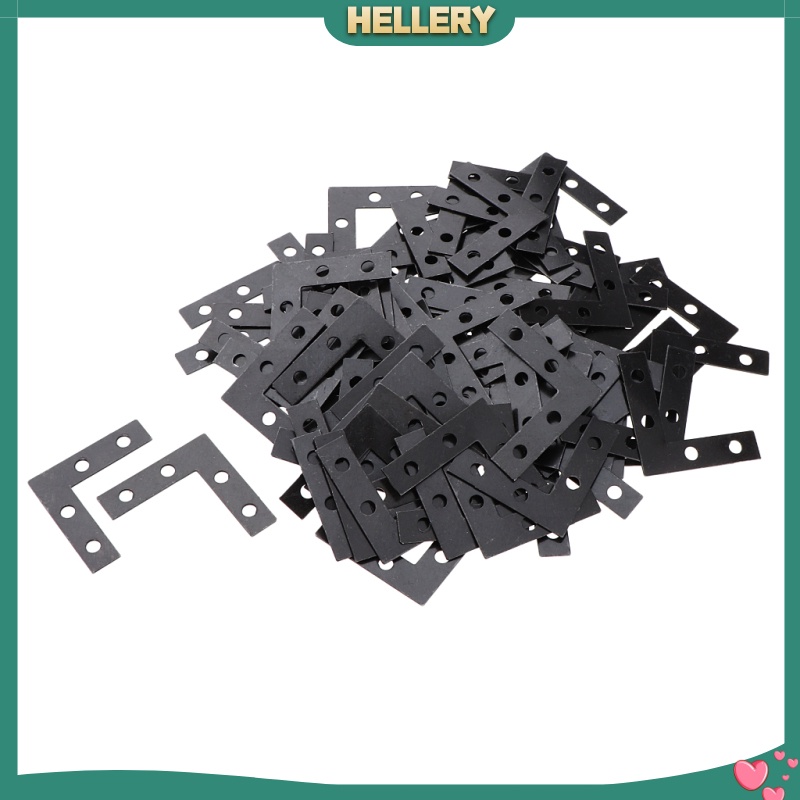 [HELLERY]100pcs Angle Plate Corner Brace Flat L Shape Repair Bracket 38x38mm Black