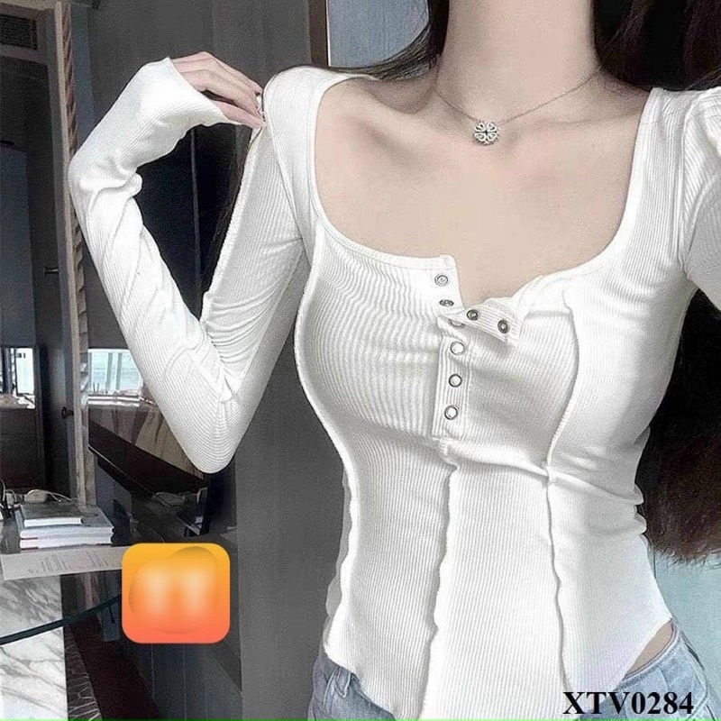 Áo thun gân body tay dài vạt bầu