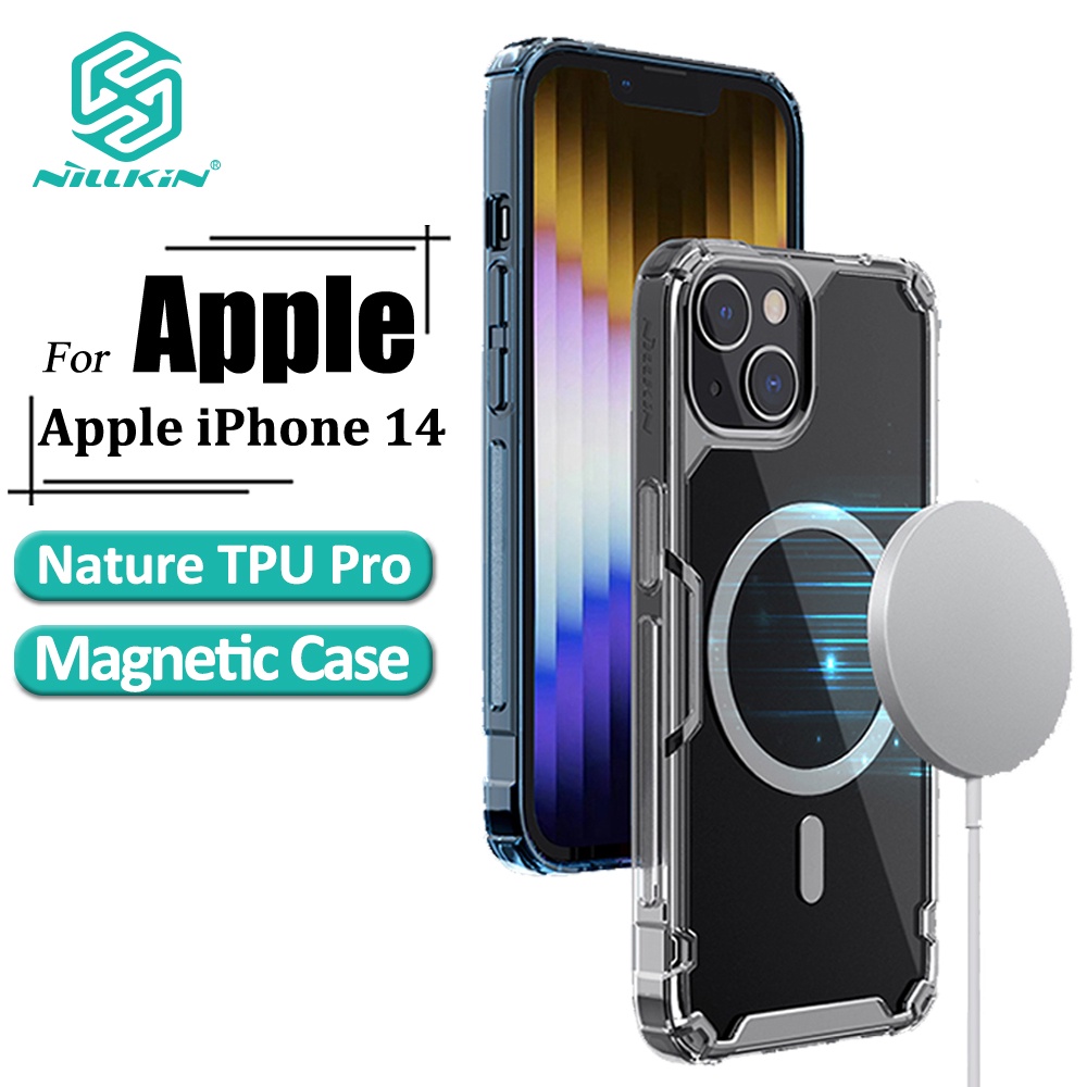 Ốp Điện Thoại Nillkin Bằng TPU Mềm Trong Suốt Siêu Mỏng Hít Nam Châm Có Túi Khí Chống Sốc Cho iPhone 14