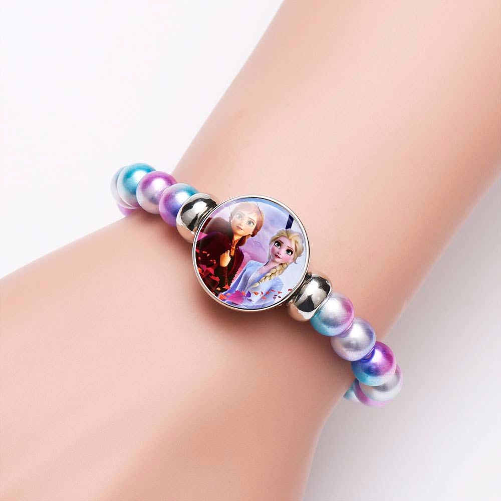 Bộ 2 Vòng Tay Chuỗi Hạt Họa Tiết Hoạt Hình Elsa Và Anna Trong Phim Frozen