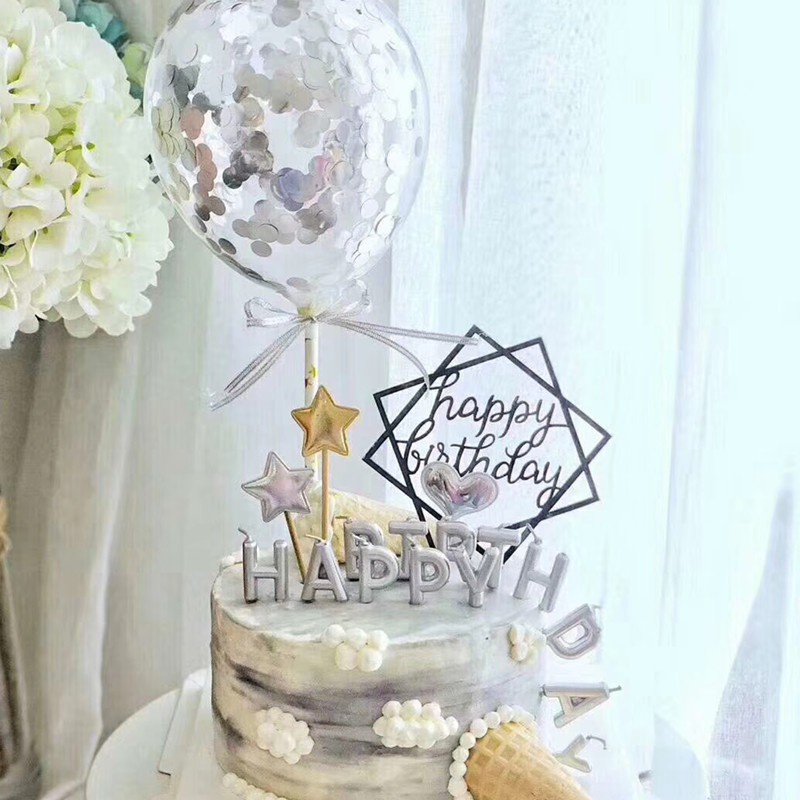 [Mới] Que Cắm Trang Trí Bánh Kem Bằng acrylic Mạ Vàng / Bánh Sinh Nhật / Bánh Tráng Miệng Có 9 Kiểu Khác Nhau