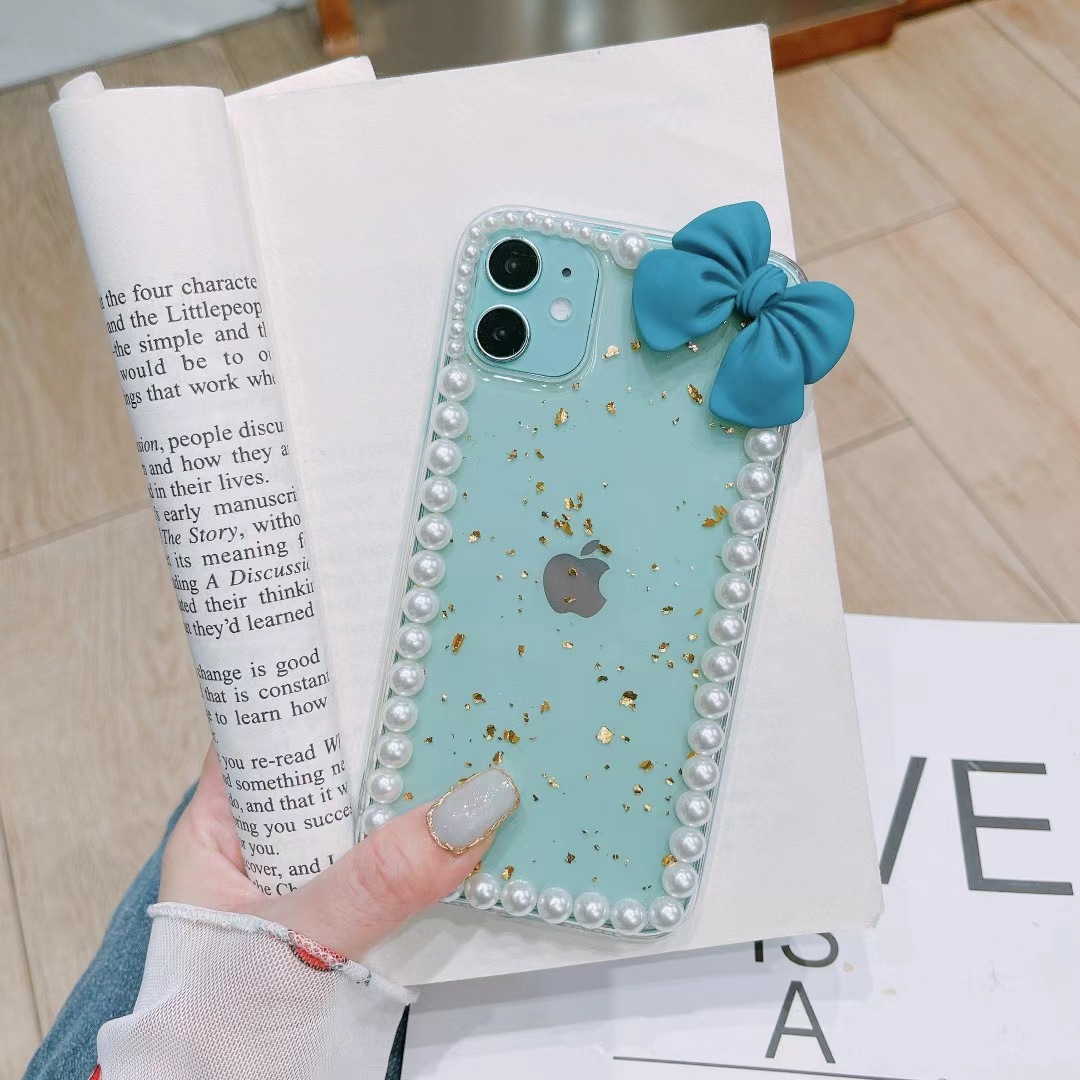 IPhone 12 Promax Korean Fashion Wild Girlie Bow for 12iphone 7 / 8plus Pearl IPhone 11 Case Xsmax Mirror XR / X 11 Promax iPhone 11/8 Plus/12 Mini/7/8/X/XsMax IPhone Case