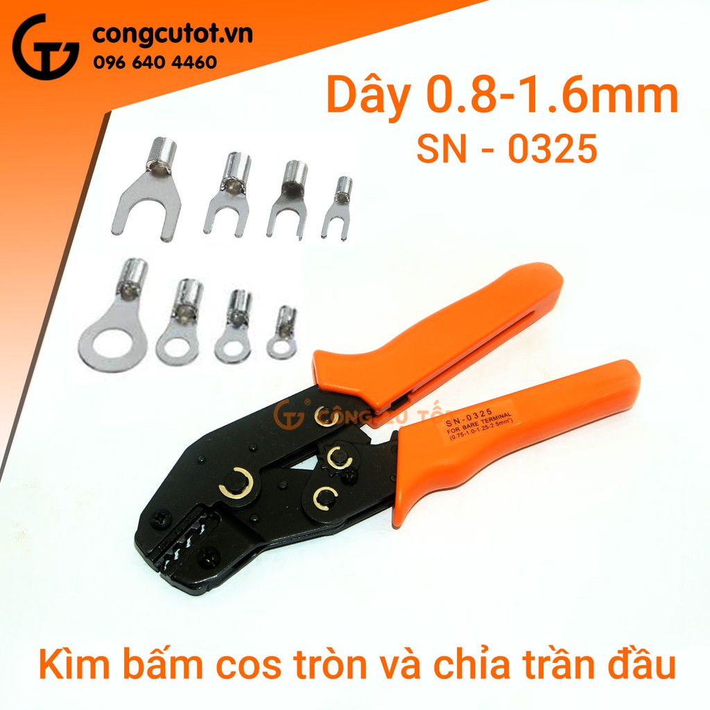 Kìm bấm cos tròn và cos chỉa trần đầu cho dây